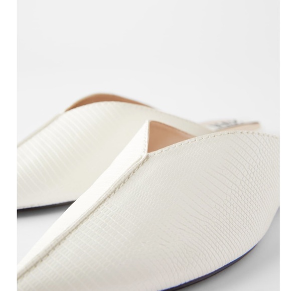 NWT Zara Animal Embossed Leather White Mules - Picture 4 of 8